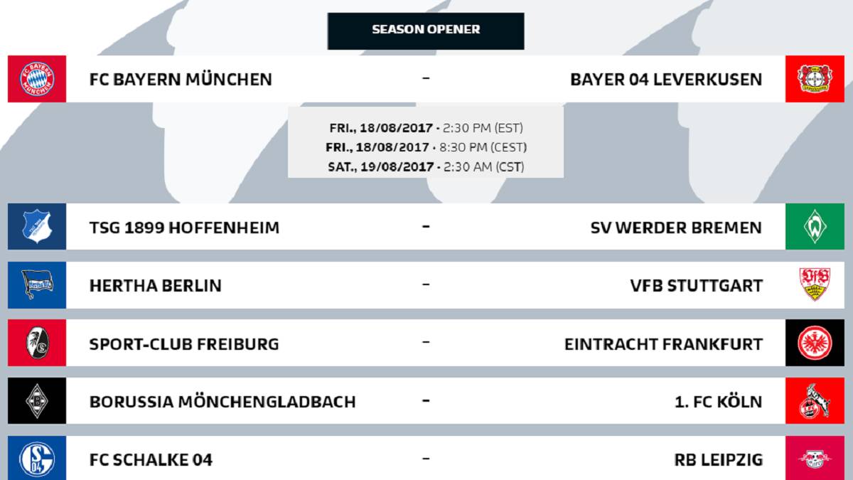Jloves Germany Bundesliga Table Fixture